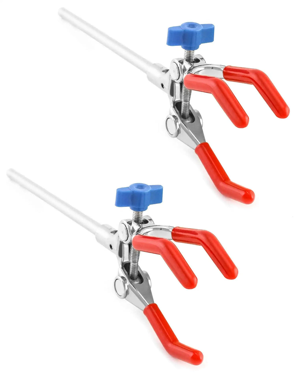  [AUSTRALIA] - QWORK Lab Clamp 3 Prong Finger with Rubber-Coated Head, 2 Pack, Adjustable Jaw 10-90mm 3 Prong Clamp