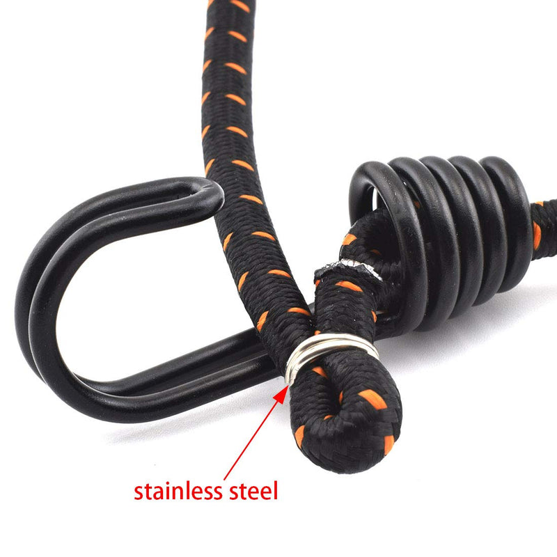  [AUSTRALIA] - SDTC Tech 18 Inch Bungee Cord with Hooks, 6 Pack Superior Latex Heavy Duty Straps Strong Elastic Tie Down with Metal Hooks on Both Side for Camping/Tarps/Cargo/Tents etc. (Black) 18 inch black