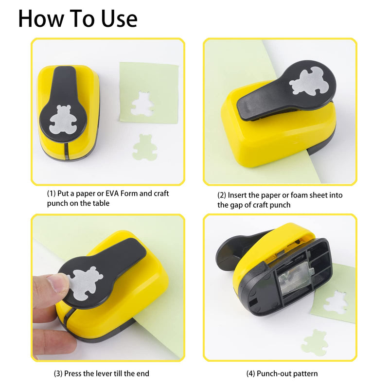  [AUSTRALIA] - Bear Shape Paper Punch 1 Inch Hole Punch Lever Action Craft Punch Single Hole Puncher for DIY Crafting Bear Hole Punch for Scrapbooking