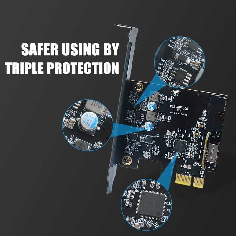  [AUSTRALIA] - 19 Pin USB3.0 + Type-E 5Gbps PCI Express Card USB Front Panel Adapter for Windows/Mac OS/Linux Desktop PC(for Front Panel USB A USB C) USB3.0 19Pin+TypeE PCIe Card