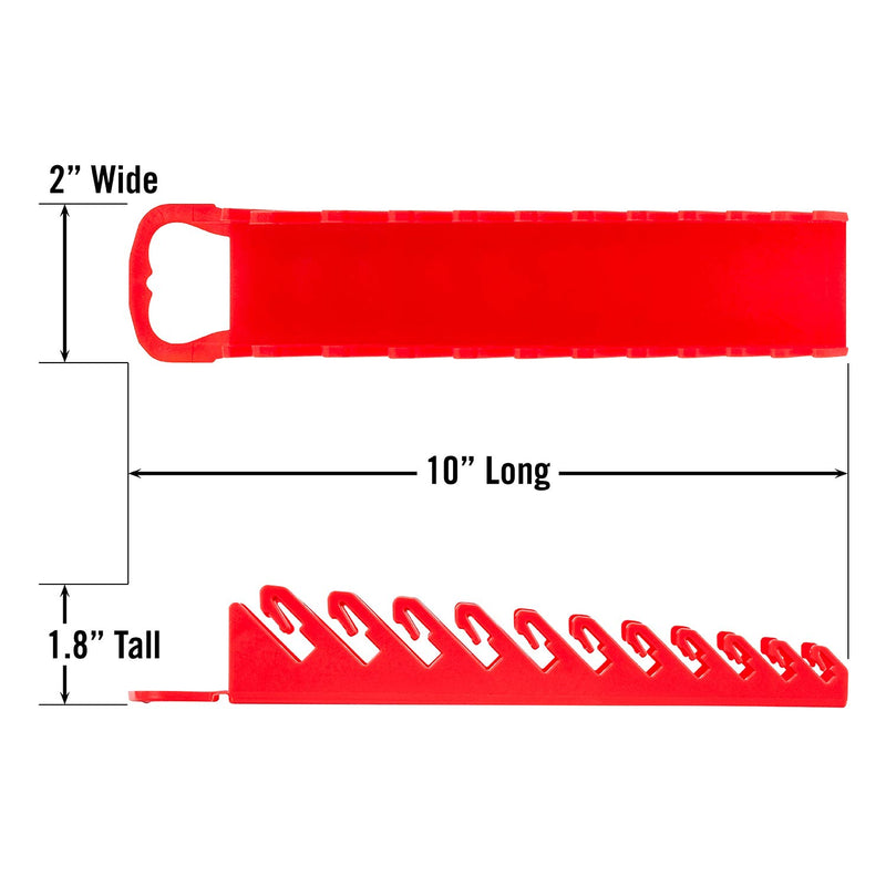 Ernst Manufacturing 5076-Red Gripper Stubby Wrench Organizer, 11 Tool, Red - LeoForward Australia