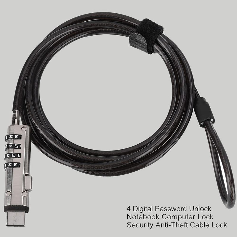  [AUSTRALIA] - Laptop Cable Locks Combination Cable Lock 4 Digital Password Security Anti Theft Lock for USB Devices Equipment Notebook Computer