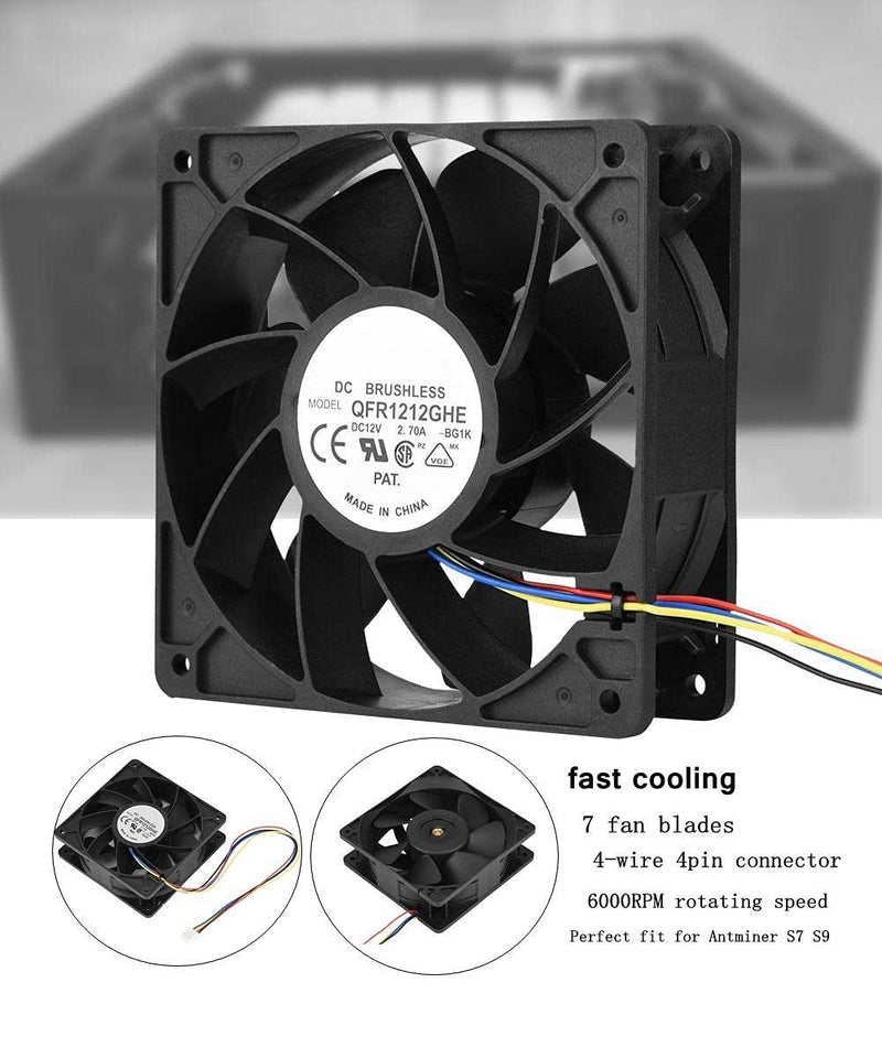  [AUSTRALIA] - fosa DC 12V 2.7A 6000RPM Cooling Fan Replacement 4 Pin Connector for Antminer S7 S9 with Speed Sensor Server Inverter Axial Case Cooling Fan,CPU Cooling Fan, Bearing Fan