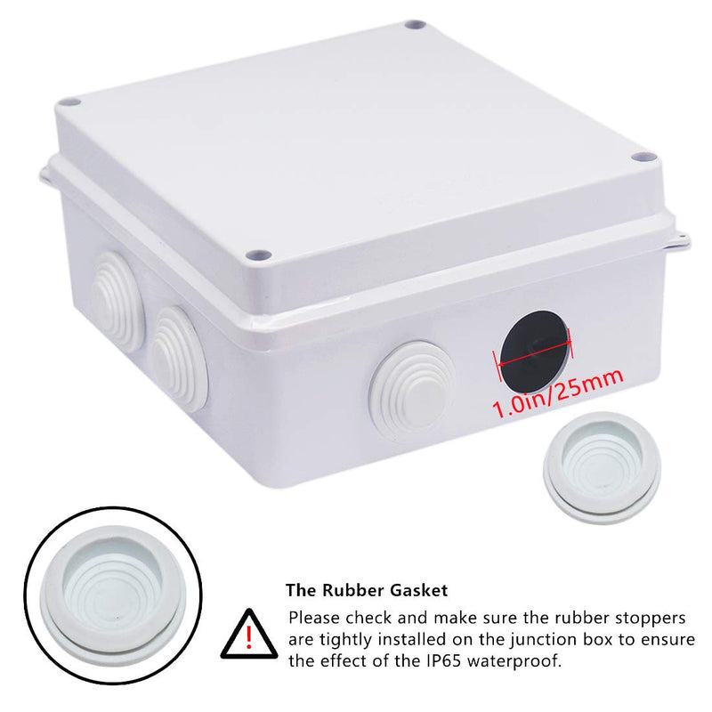  [AUSTRALIA] - Zulkit Junction Box ABS Plastic Dustproof Waterproof IP65 Universal Electrical Boxes Project Enclosure White 5.9 x 5.9 x 2.8 inch (150 x 150 x 70mm) 5.9" x 5.9" x 2.8" With Holes