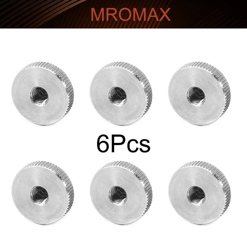  [AUSTRALIA] - MroMax Knurled Thumb Nuts, M6 Through Hole Round Knobs ，Whitewash 304 Stainless Steel, Pack of 6