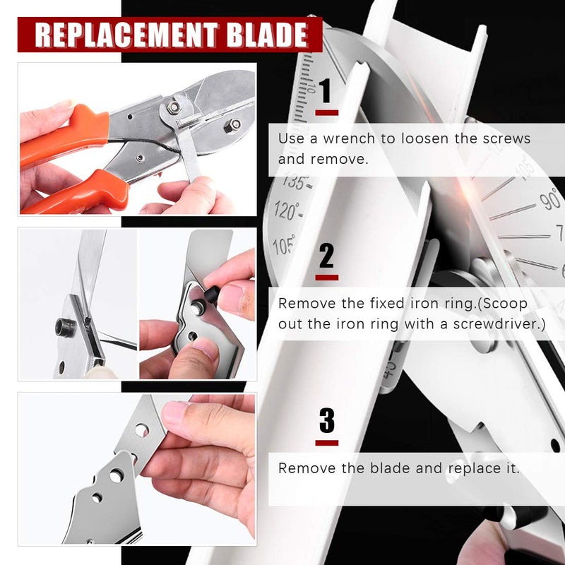  [AUSTRALIA] - Hilitchi Upgraded Multi Angle Miter Shear Cutter Cuts 45 to 135 Degree Miter Snips Cutting Tool for Small Miter Jobs and DIY Projects with 5 Replacement Blades and Spanner