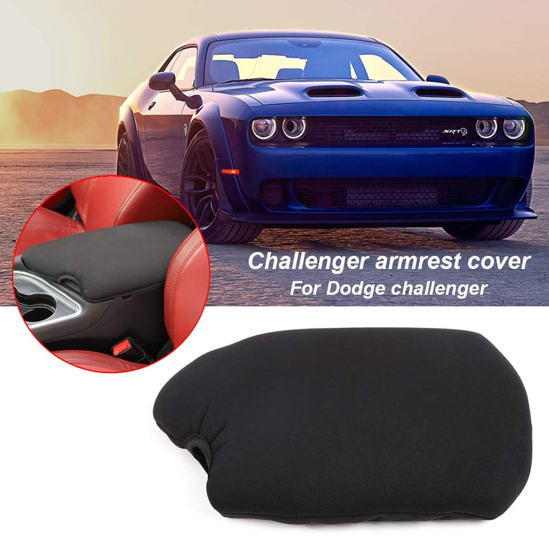  [AUSTRALIA] - Voodonala for Challenger Armrest Pad Center Console Cover for Dodge Challenger 2015 up(Black)