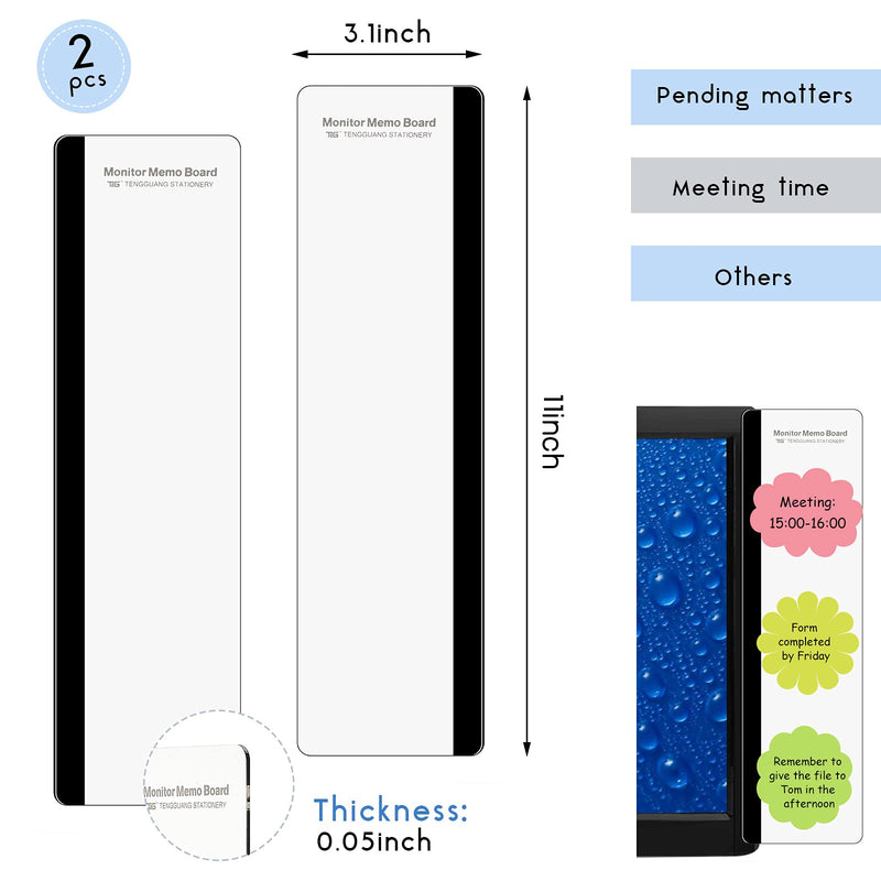  [AUSTRALIA] - Computer Monitor Message Board Screen Memo Board Monitor Memo Board Top Mount Monitor Sticky Note Holder Message Memo Panel for Monitors Screen Cabinets, Left and Right (2 Pieces) 2