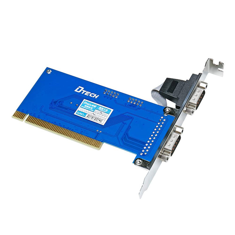 [AUSTRALIA] - DTECH 2 Port PCI Serial Card PCI to COM Port DB9 RS232 Expansion Adapter for Desktop Computer PC Windows 10 8 7 XP Vista with 16C550 UART