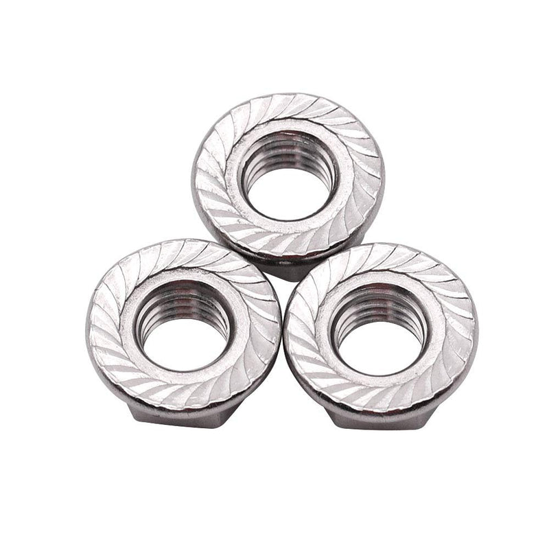  [AUSTRALIA] - M6 x 1.0mm Serrated Flange Hex Locknuts (100 Pack), 304 Stainless Steel 18-8 lock nut, Finish Hex lock Nut M6 (100 pcs)