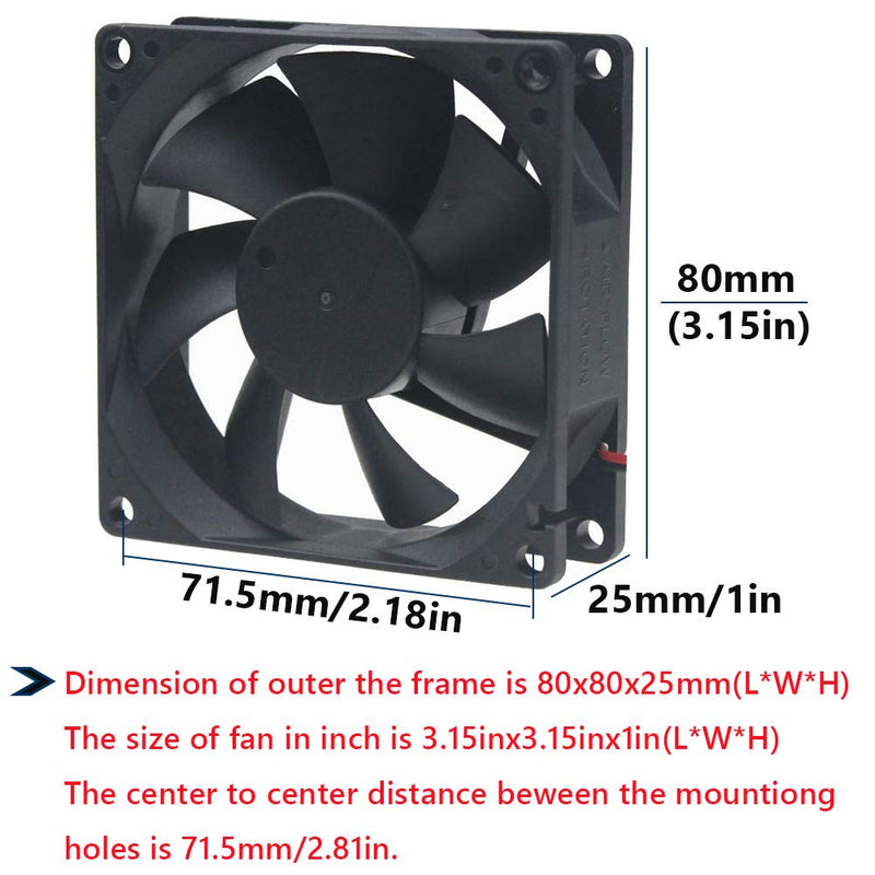  [AUSTRALIA] - GDSTIME 2 Pack 80mm x 80mm x 25mm 12V DC Brushless Cooling Fan