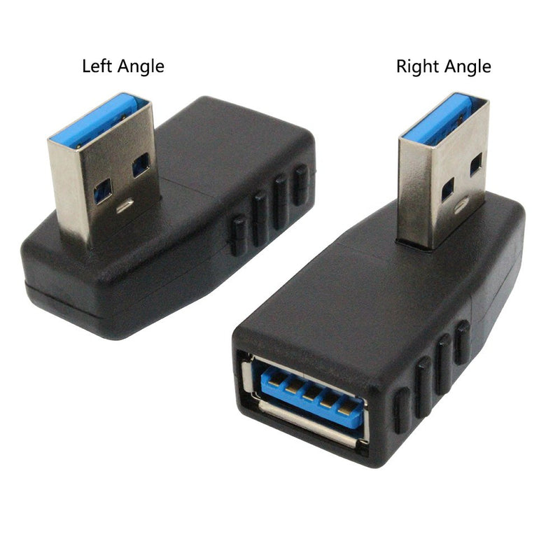LiuTian USB 3.0 Male to Female 90° Adapter Coupler Connector Plug Left Angle and Right Angle Adapter,Black 2Pack Vertical Angled A Male to A Female Black - LeoForward Australia