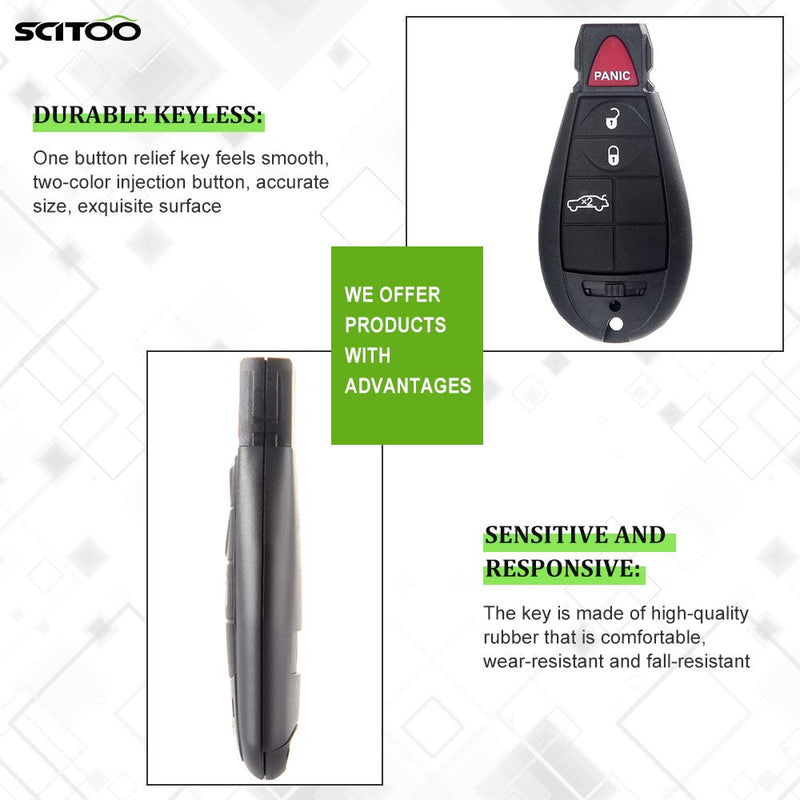  [AUSTRALIA] - SCITOO 1X Keyless Entry Remote Start Transmitter Uncut Key Fob 4 Buttons Replacement fit for Chrysler 300 Dodge Challenger Charger Magnum Jeep Grand Cherokee M3N5WY783X, IYZ-C01C