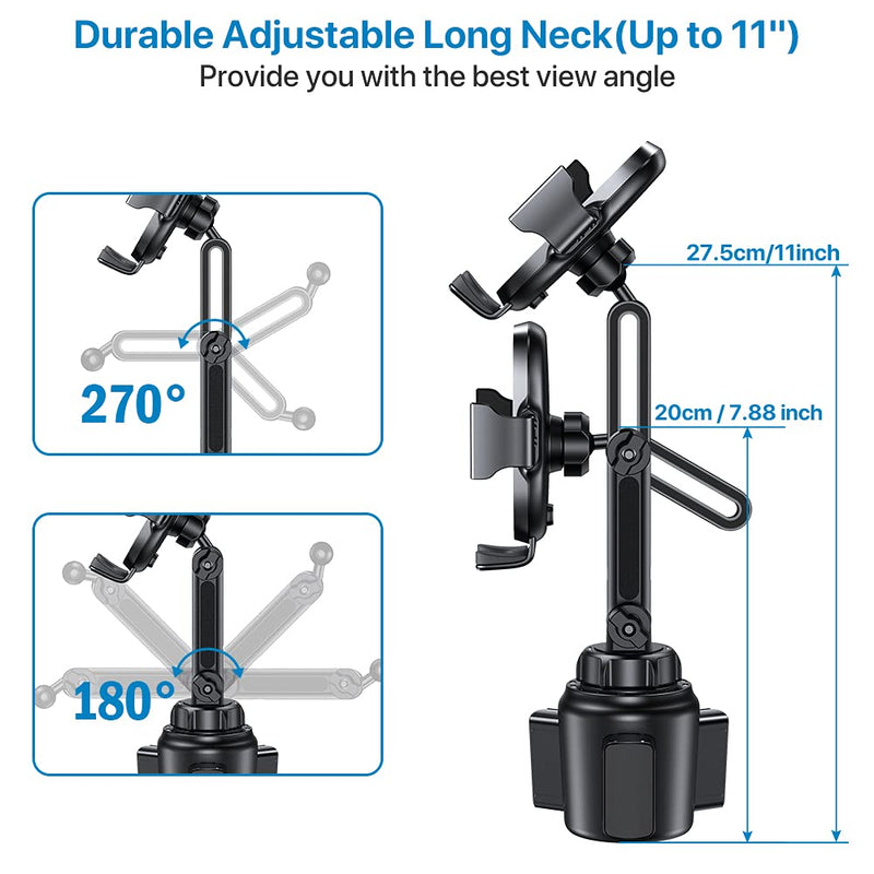  [AUSTRALIA] - Miracase [Upgraded Version] Cup Phone Holder for Car, Universal Adjustable Long Neck Phone Mount Cradle Friendly Compatible with iPhone Samsung Google and All Smartphones