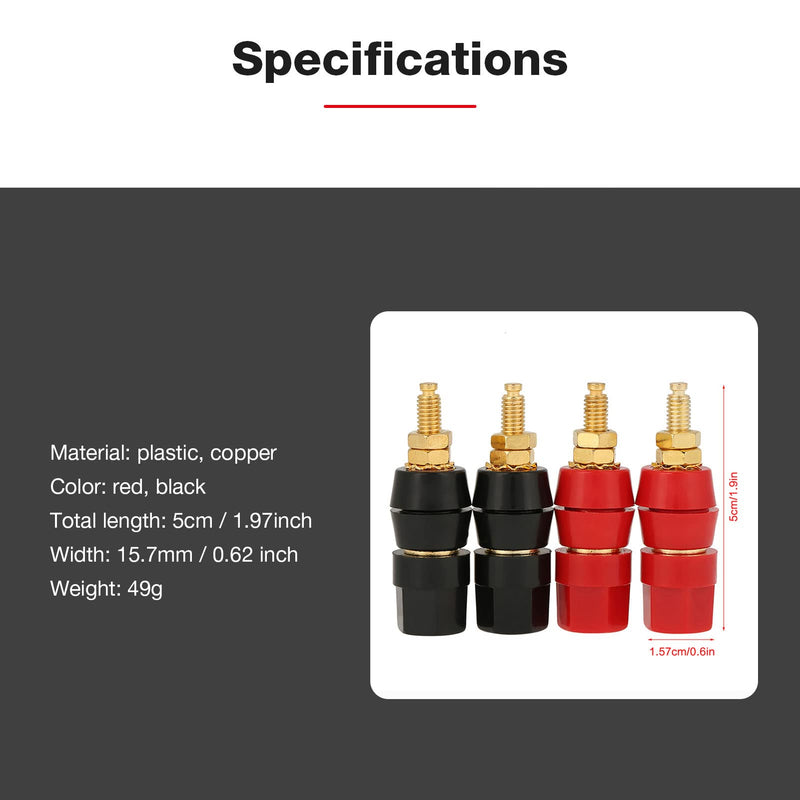  [AUSTRALIA] - 4 Pcs Banana Socket Test Probe Audio Speaker Terminal Binding Post Banana Plug Jack Socket Adapter Connector 4mm Panel Mount Banana Socket Black and Red