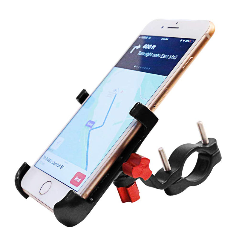  [AUSTRALIA] - Aluminum Alloy Bike Phone Mount with 360 Degree Rotation, Adjustable Bicycle Handlebar Phone Holder for Motorcycle Mountain Road Hybrid Bike Compatible with iPhone Xs Max X 8 7 6 Plus Samsung S9 S8 S7 Black
