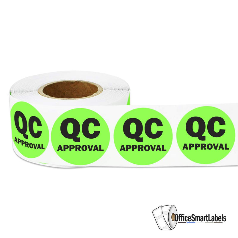 1200 Labels - QC Approval Stickers for Quality Control Inventory Warehouse (1 Inch, Green - 4 Rolls) - LeoForward Australia