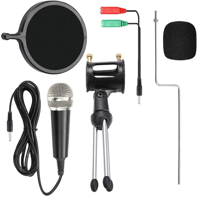  [AUSTRALIA] - PC Microphone with Mic Stand,Aoiutrn 3.5mm Jack Condenser Recording Microphone for PC,Laptop,Mac,i-Phone,i-Pad and Smartphone for YouTube,Podcast,Skype,Internet Gaming,Chatting 3.5mm Microphone