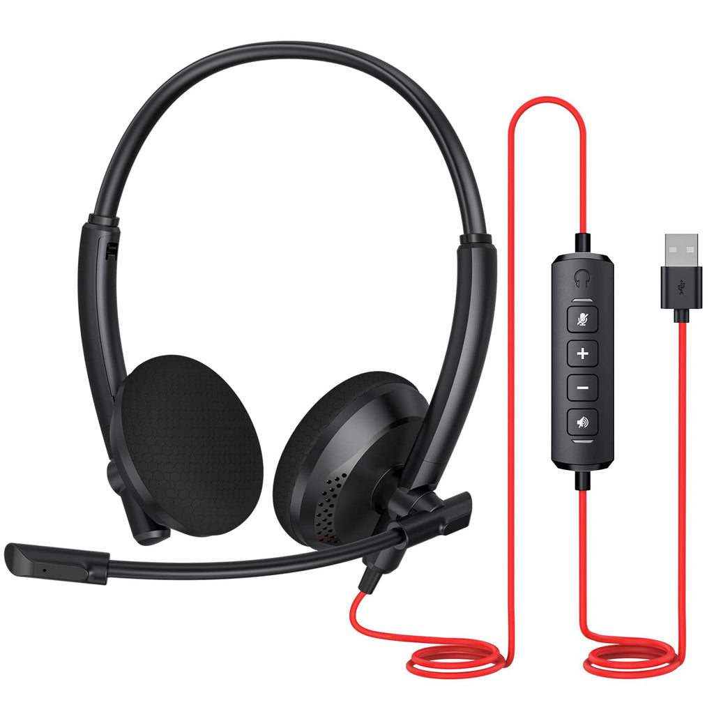  [AUSTRALIA] - NUBWO HW03 USB Headset with Microphone for PC - Headphones with Microphone for Laptop, Mac, Computer, in-Line Control, Ideal Headset for Work, Office, Classroom, Call Center, Zoom, Skype