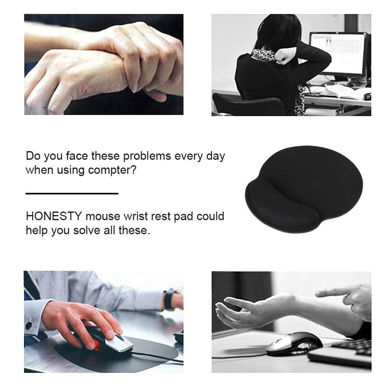  [AUSTRALIA] - HONESTY Smooth Microfiber Memory Foam Mouse Wrist Pad, Ergonomic Resting Mouse Pad and Wrist Support, Comfortable Typing and Pain Relief, Suitable for Computer Games Office and Study, Black (1 Pack) 1 Pack