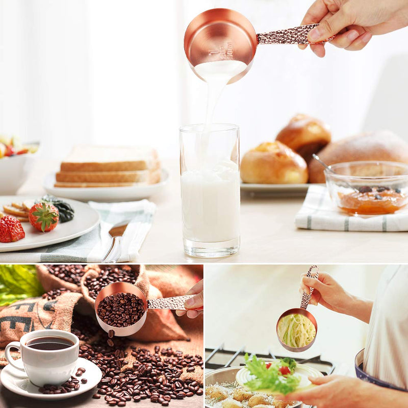  [AUSTRALIA] - Number-one Copper Stainless Steel Measuring Cups Sets, Rose Gold Set of 4 Stackable Measuring Cups with Measurements Scale, Kitchen Measuring Cups Set for Wet/Dry Ingredients