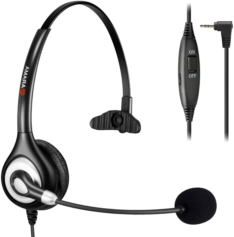  [AUSTRALIA] - Arama Phone Headset 2.5mm with Noise Canceling Mic & Mute Switch Ultra Comfort Telephone Headset for Panasonic AT&T Vtech Uniden Cisco Grandstream Polycom Cordless Phones Mono-A600