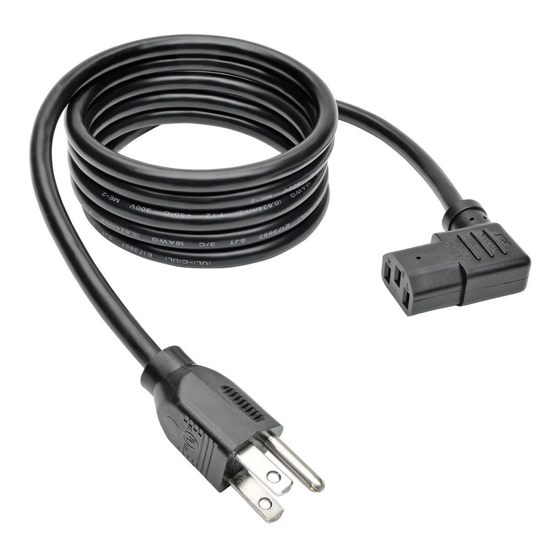 Tripp Lite Standard Computer Power Cord, 10A, 18AWG (NEMA 5-15P to Right Angle IEC-320-C13) 14-ft. (P006-014-13RA) 14 ft. Right Angle - LeoForward Australia