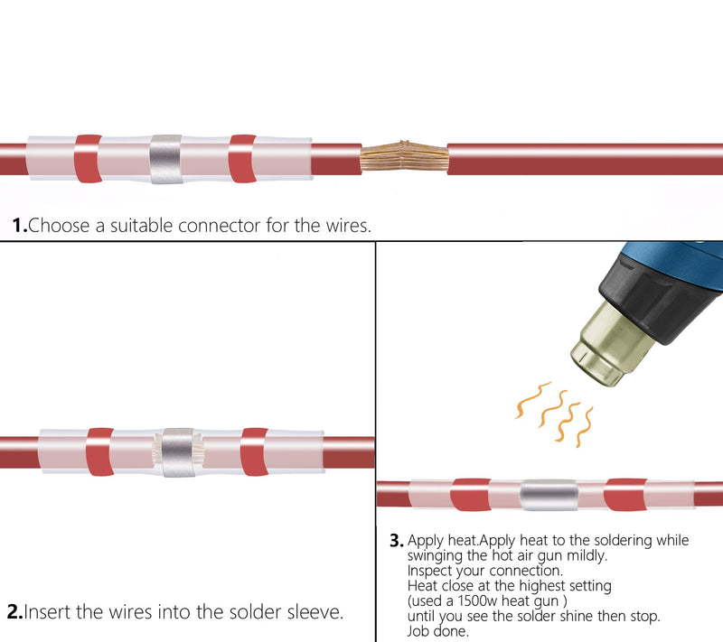  [AUSTRALIA] - Ginsco 200 PCS 22-18 AWG Solder Seal Heat Shrink Wire Connector Kit Waterproof Connector Kit with Case Red 22-18AWG : 200pcs