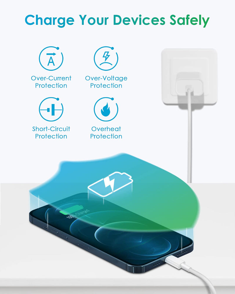  [AUSTRALIA] - iPhone 12 Charger【MFi Apple Certified】, PD 20W Fast Charger iPhone with 6FT USB C to Lightning Cable, iPhone Charger Fast Charging Block & iPhone Charger Cord for iPhone 12/13/iPad/iPod/Airpods & More