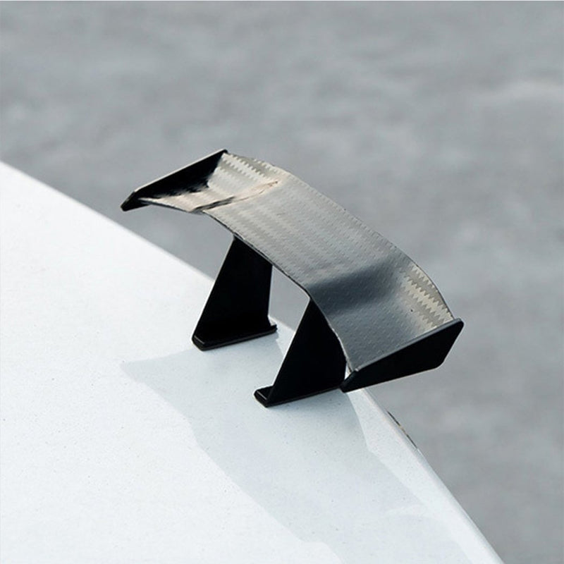  [AUSTRALIA] - Creatiee 3Pcs Universal Car Mini Spoiler Wing, Auto Car Tail Wing Mini Auto Carbon Fiber Texture Decoration Without Perforation Tail Decoration, 6.7 Inch(Black)