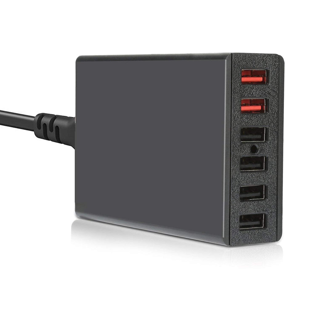  [AUSTRALIA] - USB Wall Charger DTK 6 Port 60W USB Charger QC3.0 Multi Port Travel Charging Station with 5ft Power Cord for iPhone Xs/Max/XR/X/8/7/Plus, iPad Pro/Air 2/Mini/iPod, Galaxy S9/S8/S7/Plus, Note, and More