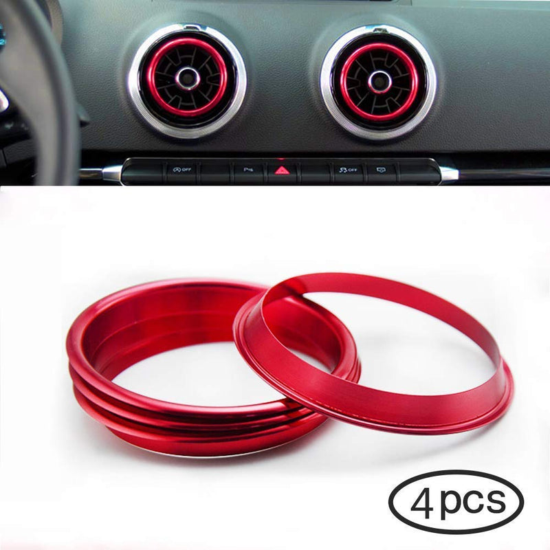 MCWAUTO Air Condition Air Vent Outlet Ring Cover Trim Decoration Sticker for Audi A3 S3 2013-2016/Q2 2017 Accessories,Car-Styling 4pcs (Red) Red - LeoForward Australia