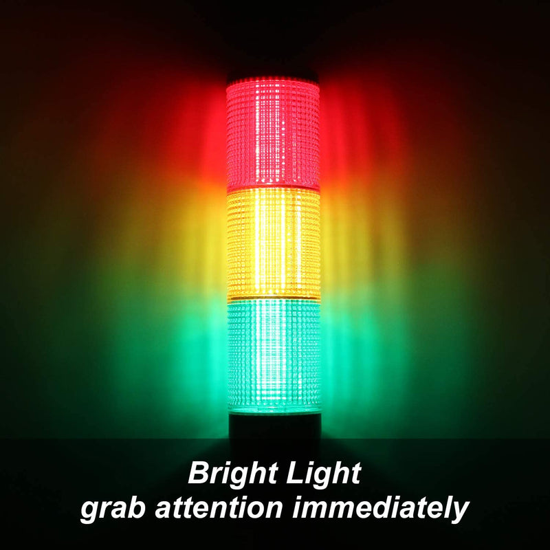  [AUSTRALIA] - LUBAN Tower Stack Lights, Industrial Warning Signal Lights Tower Lamps Column, Factory Workshop Safety RGB Signal Indicator, LED Andon Lights (12V, 3 Tiers, Without Sound) DC 12V 3-Layer