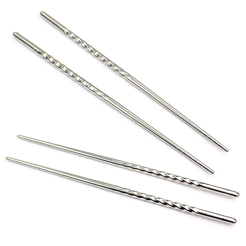  [AUSTRALIA] - Rbenxia Metal Steel Chopstick Stainless Steel Spiral Chopsticks 8.8 Inches Long Lightweight Chopstick Set Reusable Classic Style for Kitchen Dinner 5 Pairs Silver