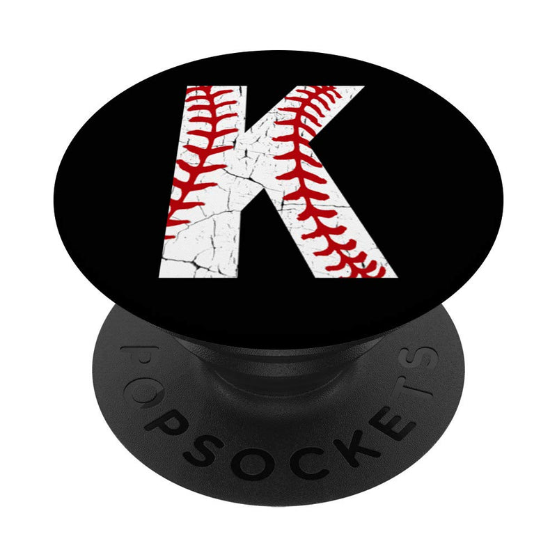  [AUSTRALIA] - CocomoSoul-Mobile Baseball Stitch Capital Letter K Alphabet Initial Monogram Initial Baseball Player Black