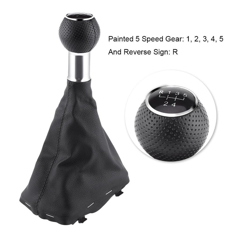 [AUSTRALIA] - Acouto Gear Shift Knob Kit, Synthetic Leather 5 Speed Car Gear Shift Knob Manual Shifter Knob Gearstick Gaiter Boot Kit For A3 2000-2003
