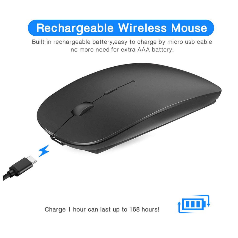 Rechargeable Bluetooth Mouse for MacBook pro/MacBook air/Laptop/iPad/iMac/pc, Wireless Mouse for MacBook pro MacBook Air/iMac/Laptop/Notebook/pc(Bluetooth Mouse/Black) Bluetooth Mouse/Black - LeoForward Australia