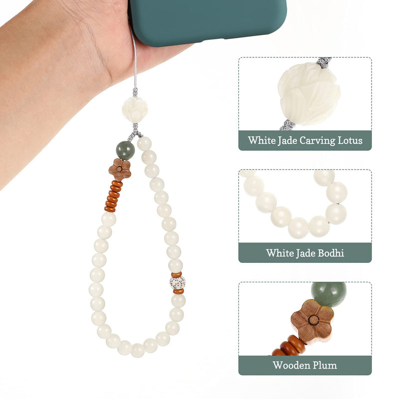  [AUSTRALIA] - UKCOCO Phone Wrist Strap Buddha Beads Mobile Phone Strap Lanyard Keychain Hanging Pendant Chinese Style Phone Wrist Rope (Random Colors of Flowers)