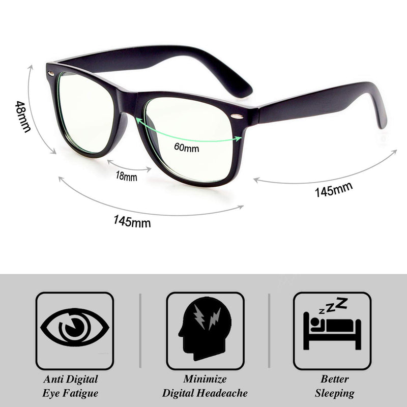 GY Snail Blue Light Blocking Glasses for Men, Safety Gaming Eyeglasses, Eye Strain Fatigue Relief and Better Sleep Black Frame White Lens - LeoForward Australia