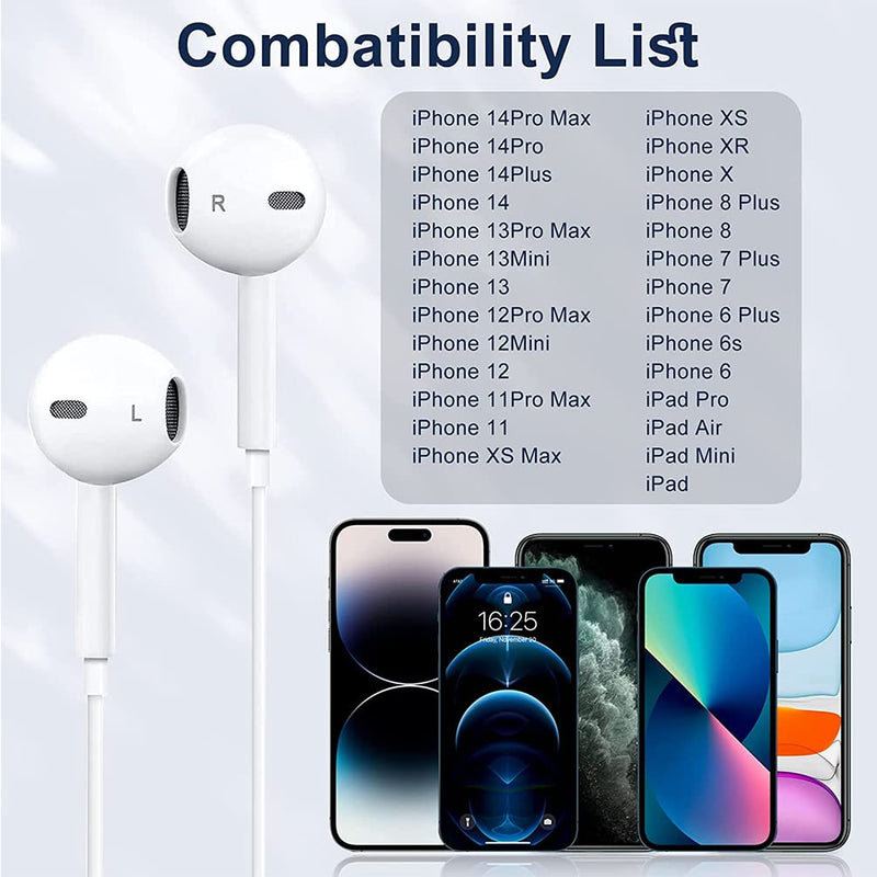  [AUSTRALIA] - 2 Pack Apple Earbuds for iPhone Headphones Wired Earphones with Lightning Connector (Built-in Microphone & Volume Control)[Apple MFi Certified] Noise Isolating for iPhone 14/13/12/11/XR/XS/X/8/7 White White-2PC