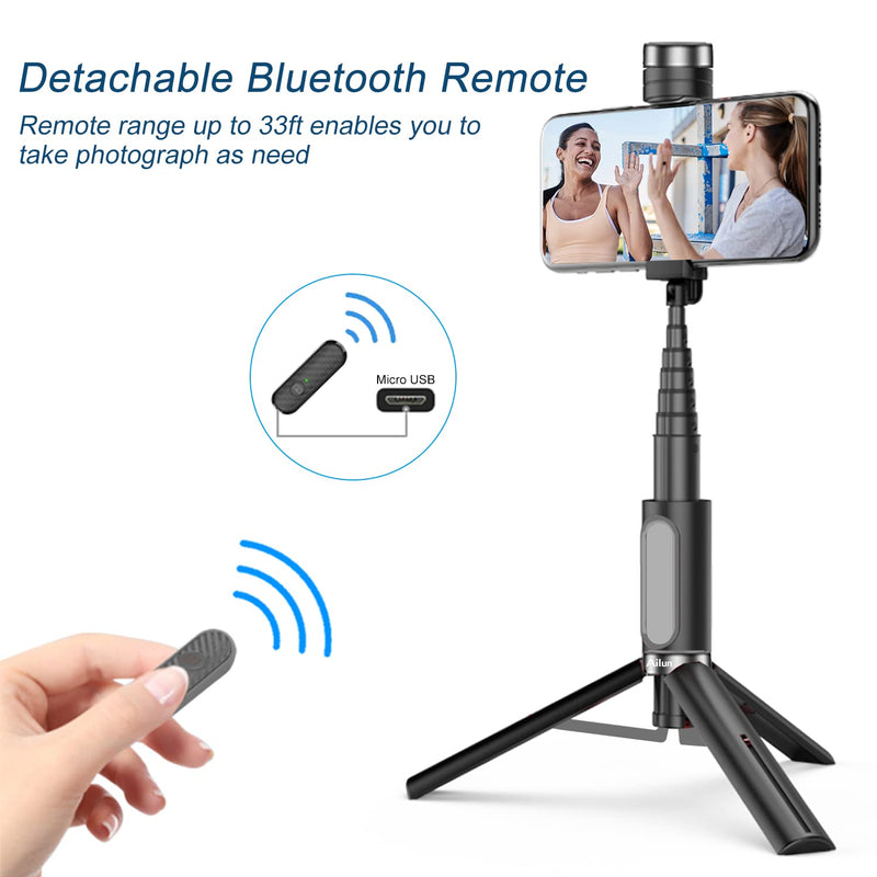  [AUSTRALIA] - Ailun Selfie Stick Tripod,Extendable Aluminum,3 in 1,Bluetooth Wireless Remote and 360 Rotation Stand for iPhone 14/13/12/11/11 Pro/XS Max/XS/XR/X/8/7,and More Smartphones