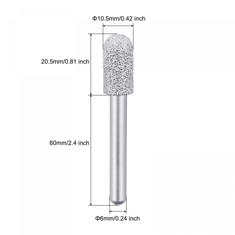  [AUSTRALIA] - uxcell Diamond Mounted Points 60 Grit 10.5mm Brazed Grinder Round Head 6mm Shank Grinding Rotary Bit Marble Stone Carving Tool