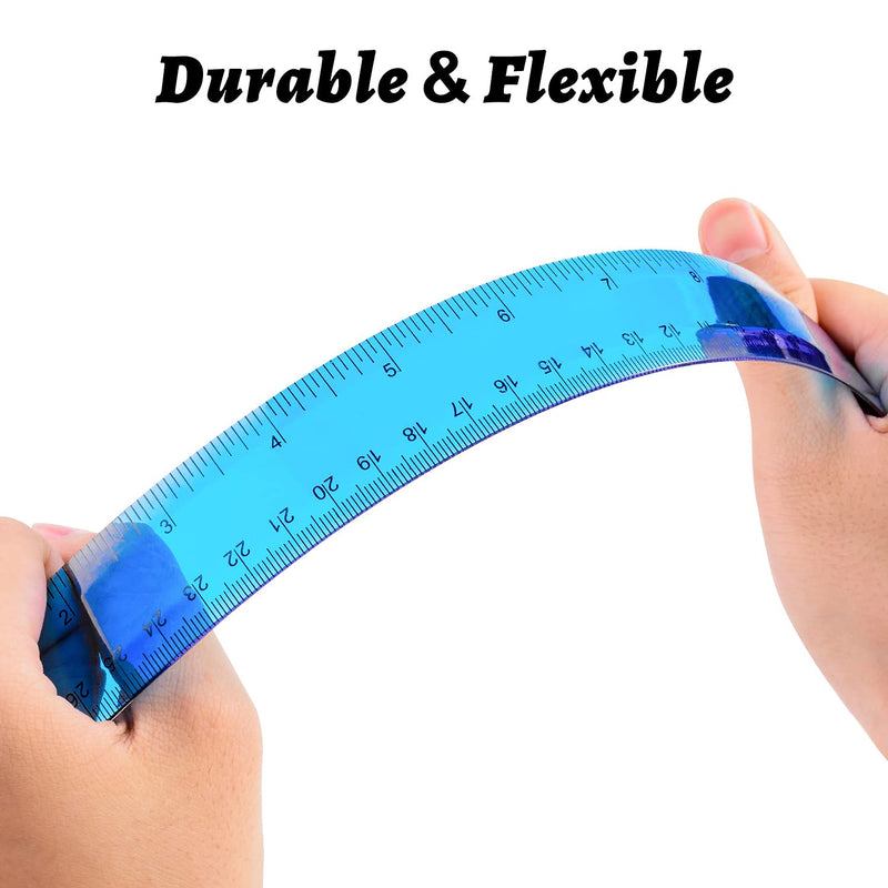 [AUSTRALIA] - Plastic Straight Rulers, Ruler 12 Inch, Rulers for Kids, Office Supplies Rulers, Plastic Measuring Tool for Student School & Home (Colorful, 5 Packs)