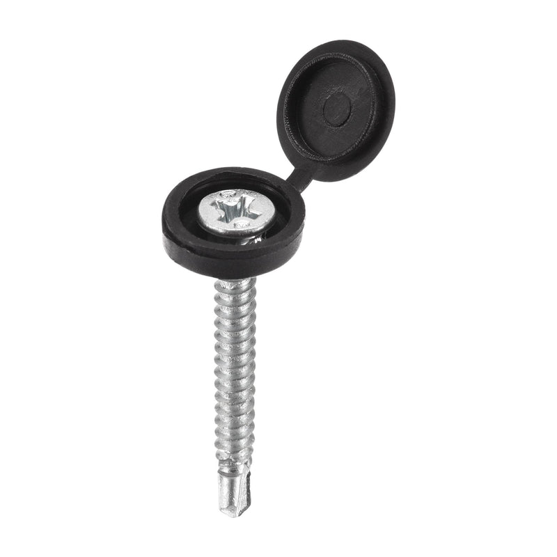  [AUSTRALIA] - uxcell Hinged Screw Cover Caps, 5mm Hole Dia PP Plastic Screw Snap Covers Black 100pcs