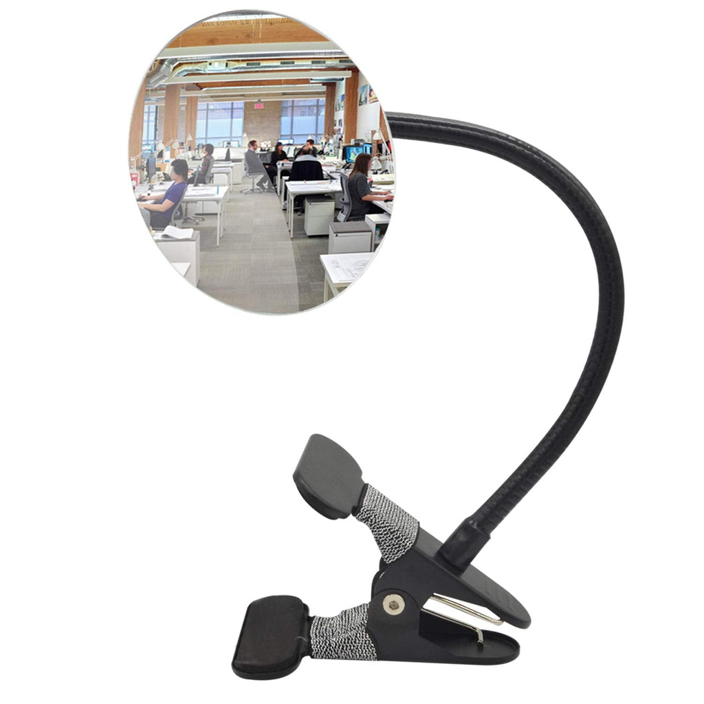  [AUSTRALIA] - Ampper Clip On Security Mirror, Convex Cubicle Mirror for Personal Safety and Security Desk Rear View Monitors or Anywhere (3.35", Round) Glass - Frameless