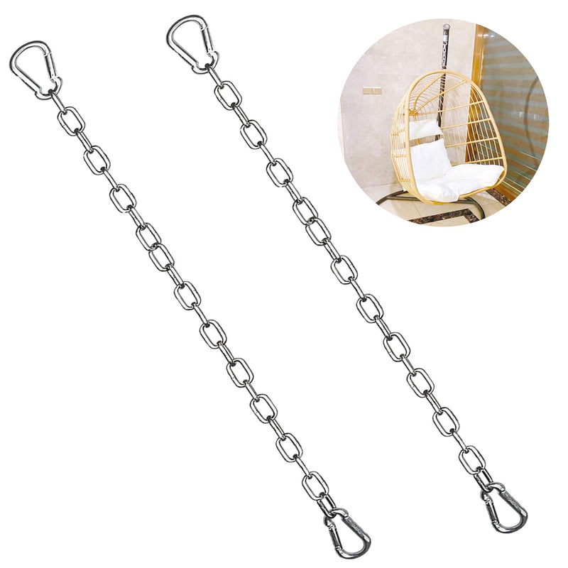  [AUSTRALIA] - Hammock Hanging Chain 2PCS Porch Swing Chain Hanging Chair Chain with 4 Carabiners Hammock Chair Hardware for Indoor Outdoor Playground Hanging Chair Hammock Chair Punching Bags(23") (2) 2