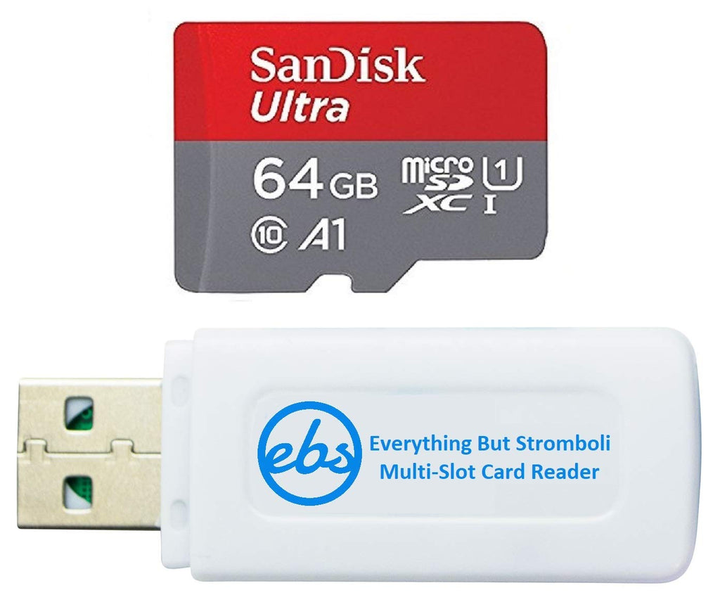  [AUSTRALIA] - SanDisk Ultra 64GB Micro SD Memory Card Works with LG K51, LG Q70, LG Q7+, LG Stylo 5+ Cell Phone (SDSQUAR-064G-GN6MN) Bundle with (1) Everything But Stromboli MicroSD Card Reader