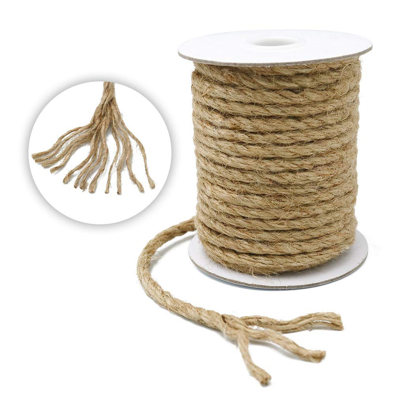  [AUSTRALIA] - 60 Feet 6mm Jute Thick Twine,Strong Hemp Rope,Natural Heavy Duty Twine for Crafts,Cat Scratch Post,Bundling,Gardening Applications 6mm/60 ft