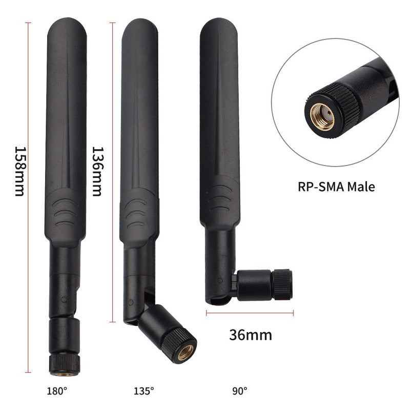 2 x 8dBi 2.4GHz 5GHz 5.8GHz Dual Band WiFi RP-SMA Male Antenna+2 x 35CM U.FL/IPEX to RP SMA Female Pigtail Cable for Mini PCIe Card Wireless Routers PC Repeater Desktop FPV UAV Drone PS4 Build - LeoForward Australia