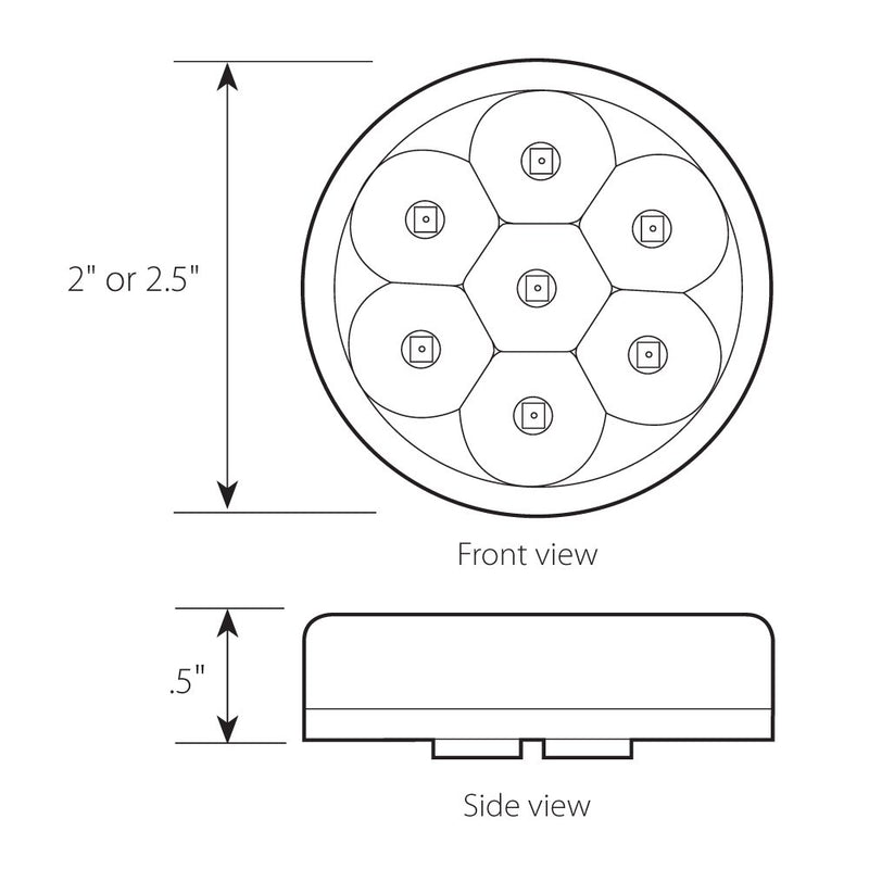  [AUSTRALIA] - Grand General 76543 Red 2" Low Profile Pearl 7-LED Marker and Clearance Sealed Light with Clear Lens Red/Clear Light Only